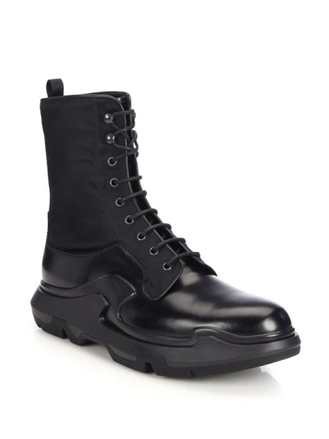 prada lug sole knee high boots|Black Leather Boots .